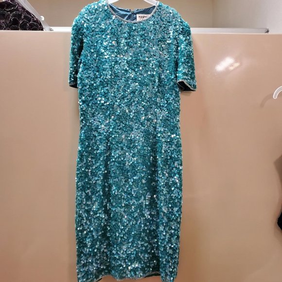 Nipon Night women's green sequin dress - Picture 1 of 6